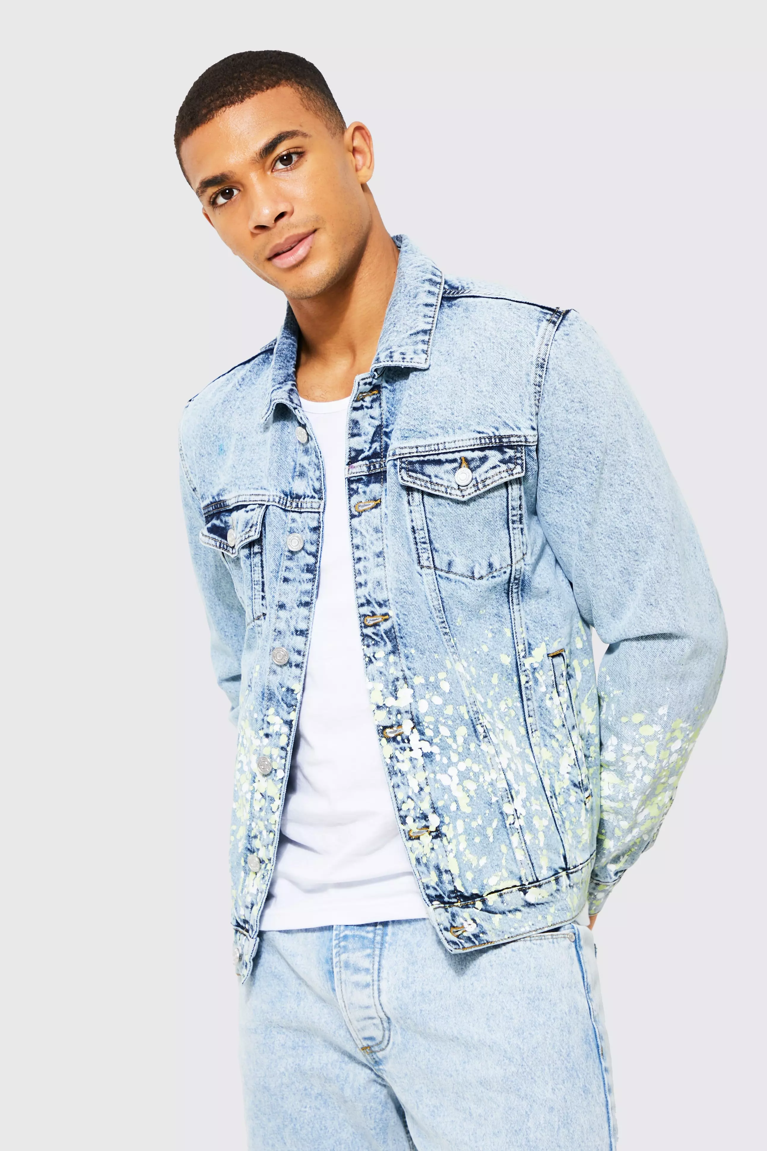 Painted denim shirt deals
